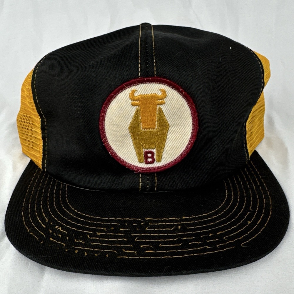 Vintage 80s Midwest Breeders Trucker Hat Farm K-Brand USA Beef Cattle Snapback